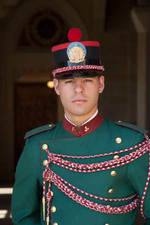 A portrait of a young uniformed guardsman of San Marino Republic, Italyのeditorial素材
