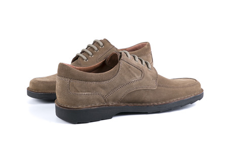 Beautiful Elegance and Luxury Leather Brown Men shoe on White Backgroundの写真素材