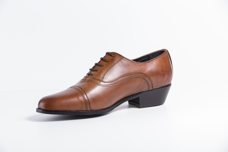 Beautiful elegance and luxury leather men shoes isolated on white backgroundの写真素材