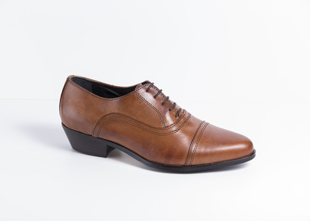 Beautiful elegance and luxury leather men shoes isolated on white backgroundの写真素材