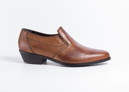 Beautiful elegance and luxury leather men shoes isolated on white backgroundの写真素材
