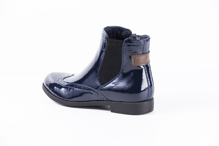 Female Blue Boots on White Background, Isolated Product, Top View, Studioの写真素材