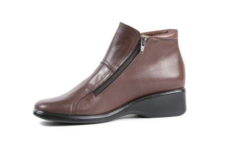 Female Brown Boots on White Background, Isolated Product, Top View, Studioの写真素材
