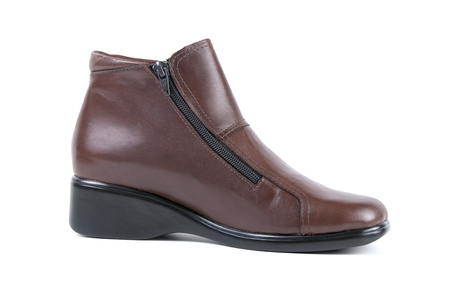 Female Brown Boots on White Background, Isolated Product, Top View, Studioの写真素材