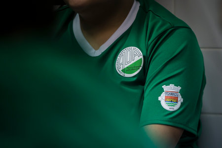 Viana do Castelo, Portugal - February 15, 2020: AD Afifense player in action against Becas B, game to count to the Minis Tournament organized by Afifense handball on February15, 2020 in Afife.のeditorial素材