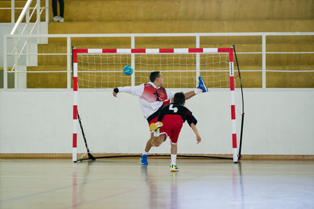 Afife, Viana do Castelo, Portugal - 1 December 2018: Children's handball tournament organized by the Afifense Sports Association to promote sport for children on December 1, 2018.のeditorial素材