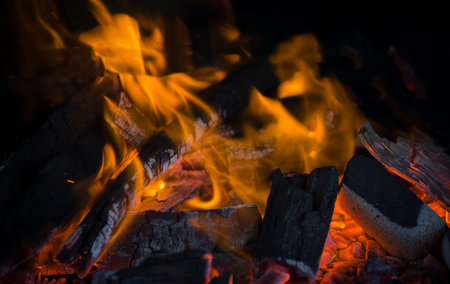 Yellow and Orange Fireball, heating up the black background.