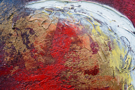 Red plastered wall decorative stucco paint texture background.