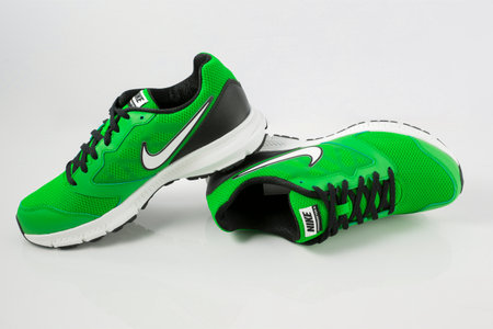 Portugal, February 9, 2022:Nike Sneaker Running. Nike, Multinational company. Isolated on White. Product shots.のeditorial素材