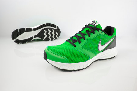Portugal, February 9, 2022:Nike Sneaker Running. Nike, Multinational company. Isolated on White. Product shots.のeditorial素材