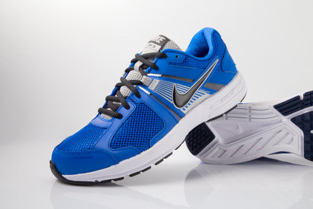 Portugal, August 15, 2021:Nike Sneaker Running. Nike, Multinational company. Isolated on White. Product shots.のeditorial素材