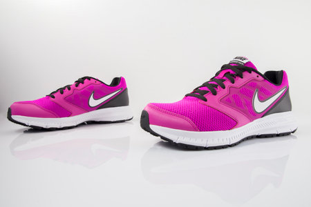 Portugal, August 15, 2021:Nike Sneaker Running. Nike, Multinational company. Isolated on White. Product shots.のeditorial素材
