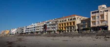 Panoramic view of the beach and buildings in Algarve, Portugalのeditorial素材