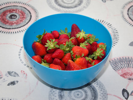 Detail of ripe organically grown strawberries looking great isolated.の写真素材