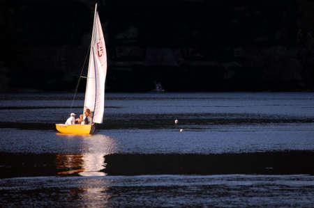 sailboat on the lakeの写真素材