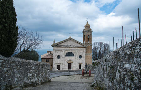 church in Montalcino, Tuscany, Italyの写真素材