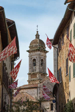 church tower, San Quirico, Tuscany, Italyの写真素材