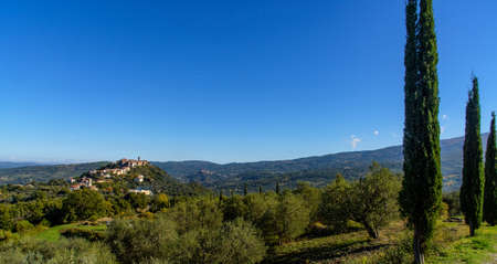 tuscan landscape and the village, italyの写真素材