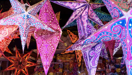 colored stars of paper to hangの写真素材