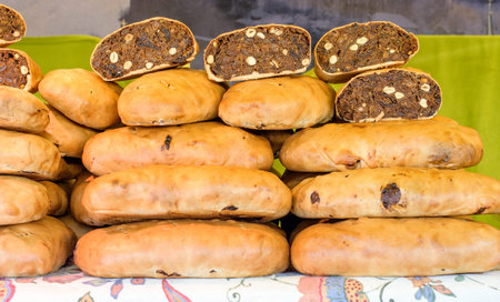 fruitcake, german type of bread made during Christmas timeの写真素材