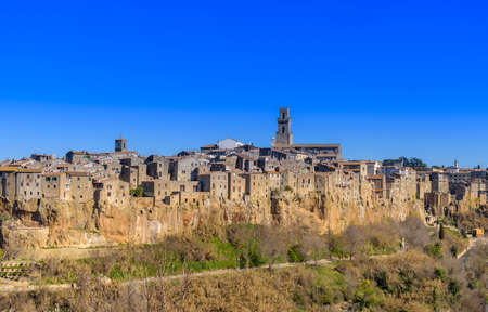 Pitigliano, Grosseto, Tuscany, Italy: panoramic view of the medieval villageの写真素材