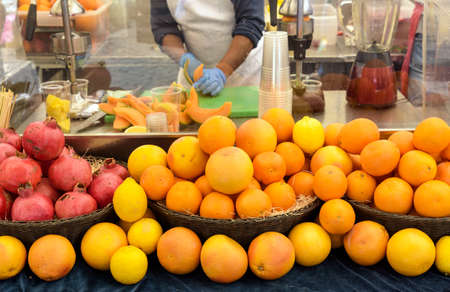 fresh fruit at a marketの写真素材