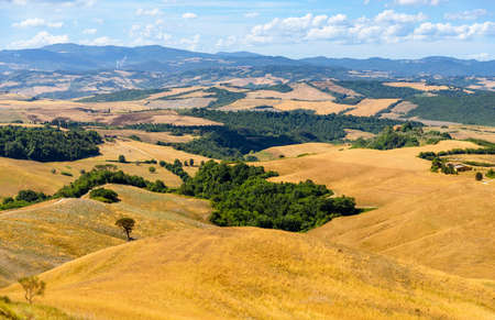 Landscape in the summer, Volterra, tuscany, italyの写真素材
