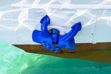 Blue anchor of the ship