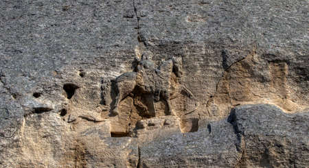 The Madara Rider is an early medieval large rock relief. This is the global simbol of Bulgariaの写真素材