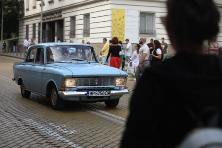Sofia, Bulgaria - September 17, 2023: Autumn retro car salon in the center of the capital of Bulgaria, Sofiaのeditorial素材