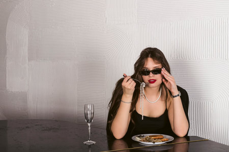 elegant well dressed girl Loves expensive stuff. jewelry hungry greedy girl.の写真素材