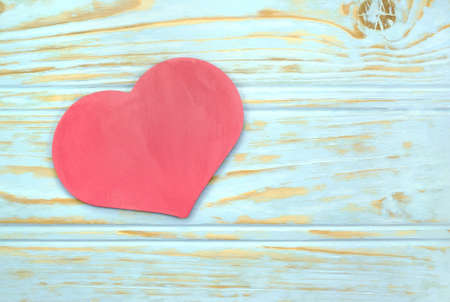 Heart on the background of wooden slats の写真素材