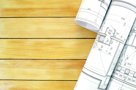 Image of several drawings for the project engineer jobsの写真素材