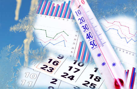 Thermometer that features the temperature of the outdoor airの写真素材