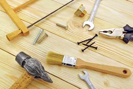 Tools for repairs and construction on the table