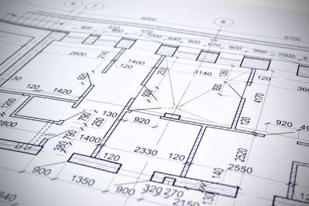 Floor plan designed building on the drawingの写真素材