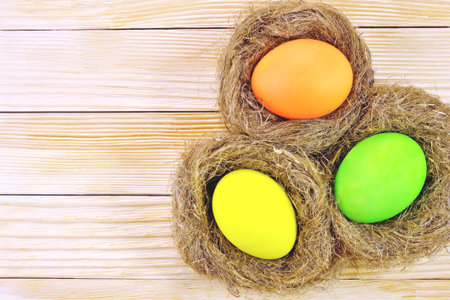 Photo painted in different colors Easter eggs