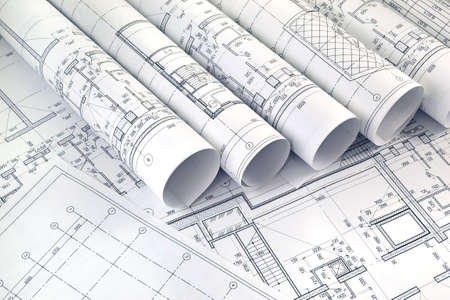 Photo drawings for the project engineering workの写真素材