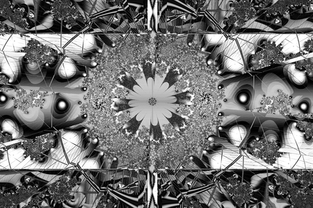 Illustration of a beautiful black-and-white drawing of fractal structures.の写真素材