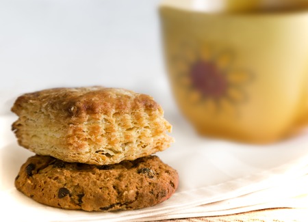 A Cup of tea and delicious cookies.の写真素材