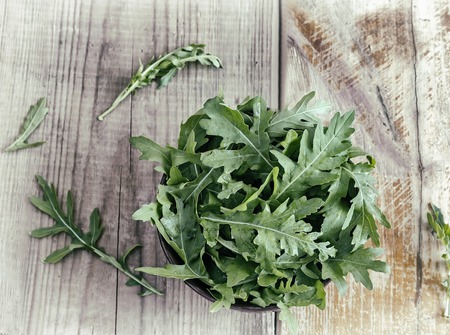 Fresh green arugula leaves.の写真素材