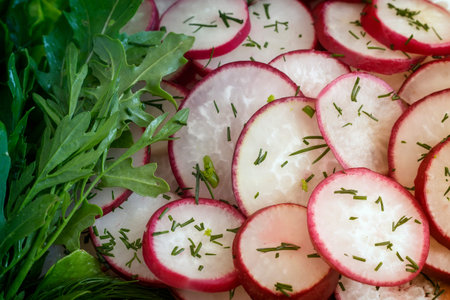 Cut for salad radish and arugula.