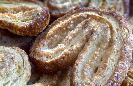 On the table on a napkin delicious cookies with chocolate.の写真素材