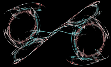 Fractal image on a dark background of colored lines intricately woven into a beautiful pattern .の写真素材