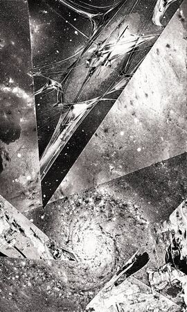 The Universe: the starry sky, a bright star, nebula and a planet surrounded by a glowing atmosphere.の写真素材