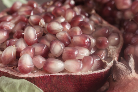 Ripe juicy fruit pomegranate on the table