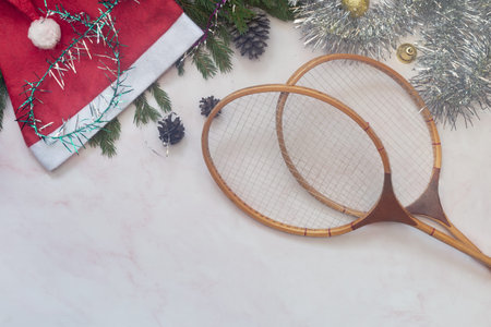 Merry Christmas greeting card and sports lifestyle concept