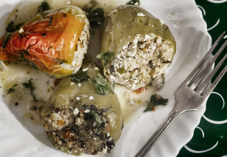 Delicious dish: stuffed bell pepper on a plate