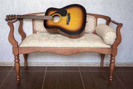 Stringed musical instrument : classical seven - string guitarの写真素材