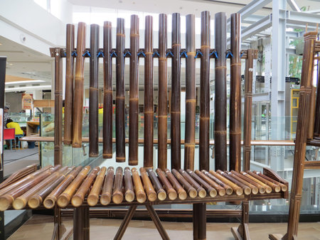 SERPONG, INDONESIA - March 25, 2018: Kolintang, Indonesian musical instrument which is played by...